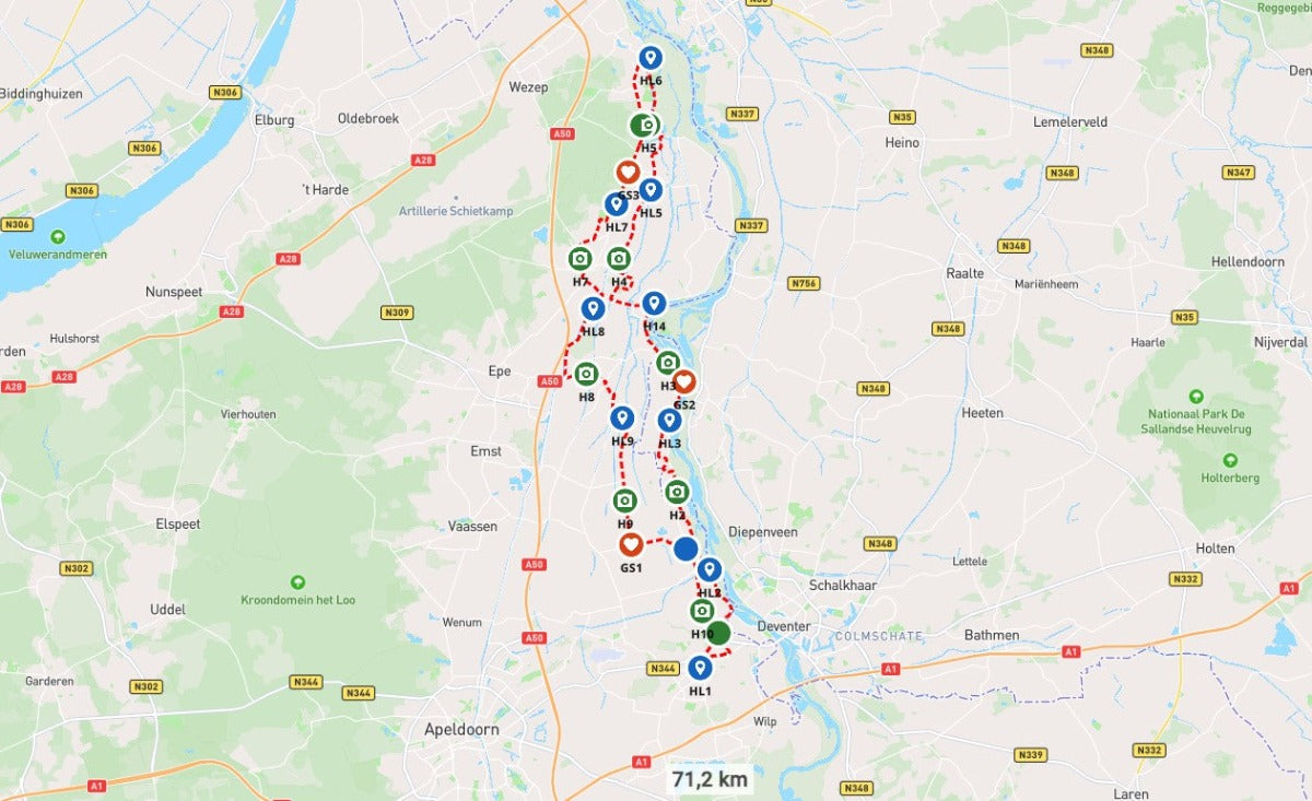 Roadtrip IJsselvallei West - kaart